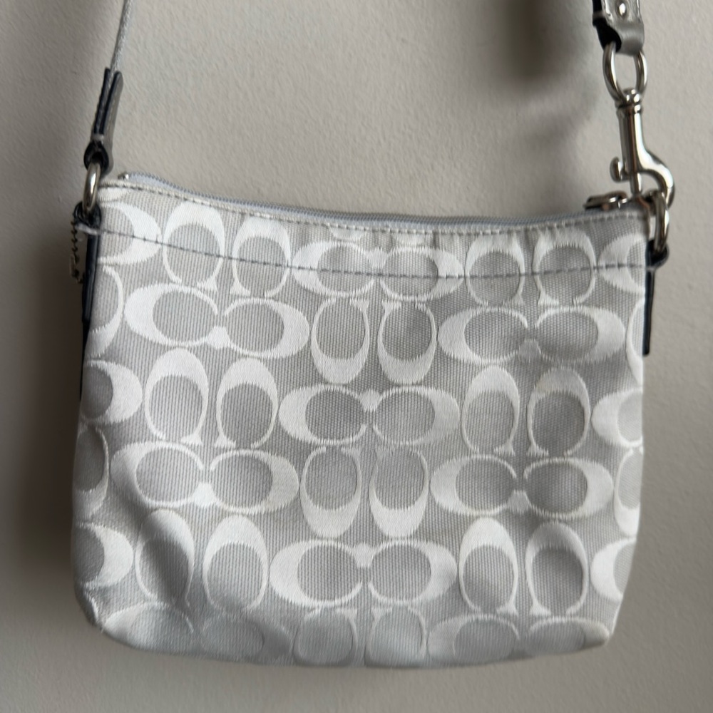 Coach Signature Mini Crossbody Bag (Silver/White Monogram) - Picture 4 of 7